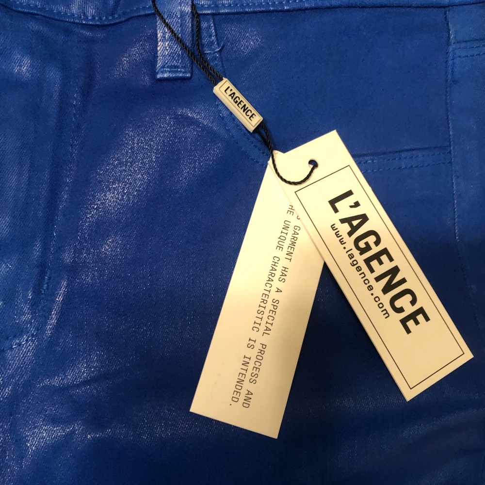 L’agence Margot Coated Crop Skinny Jeans, NWT, Size 29, color- Riviera Blue